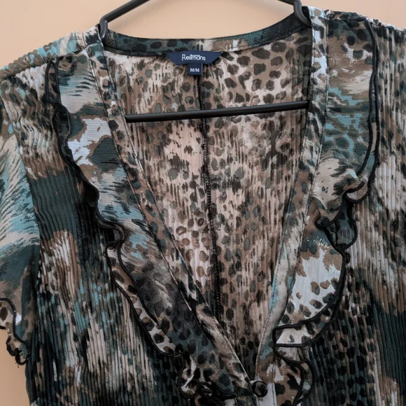 Chico's Animal Print Ruffle Blouse - Picture 2 of 2